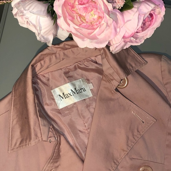 MaxMara Double Breasted Trench Coat Pink Small - Picture 8 of 8